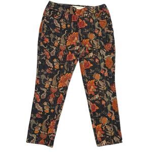 Soft Surroundings Pants Women’s PL Pull On Orange Green Floral Stretch Fall